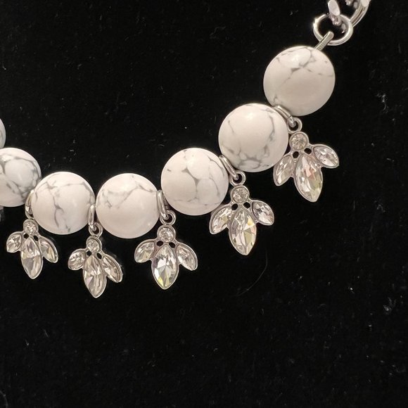 Adornable U Silver White Marble Rhinestone Reversible Statement Classic … - Picture 5 of 16